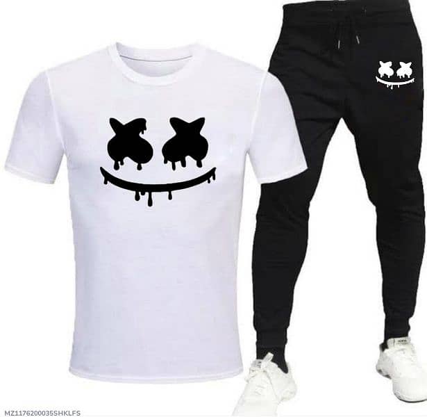 2Pcs Men's smiley printed Track suit 1