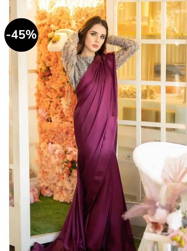 magenta saree with grey intricate fancy blouse 1