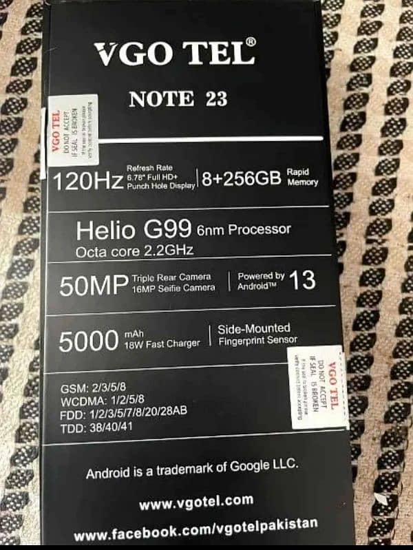 VGOTEL NOTE 23 Black 16GB 256GB 50MP G99 CAM 5000mah 1