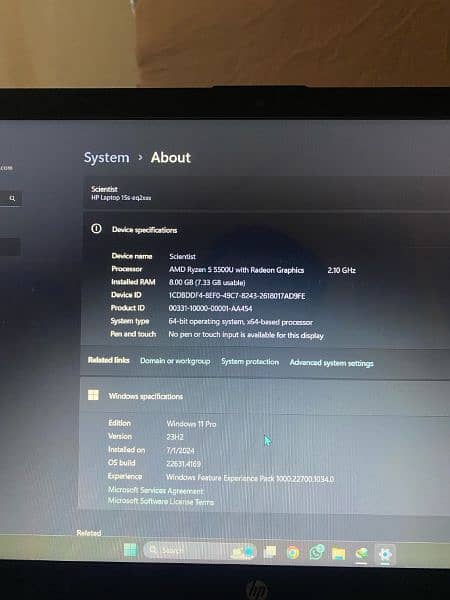 Hp 15s eq2001ne AMD Ryzen5 7