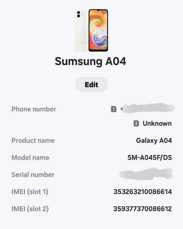 Sumsung galaxy A04 1