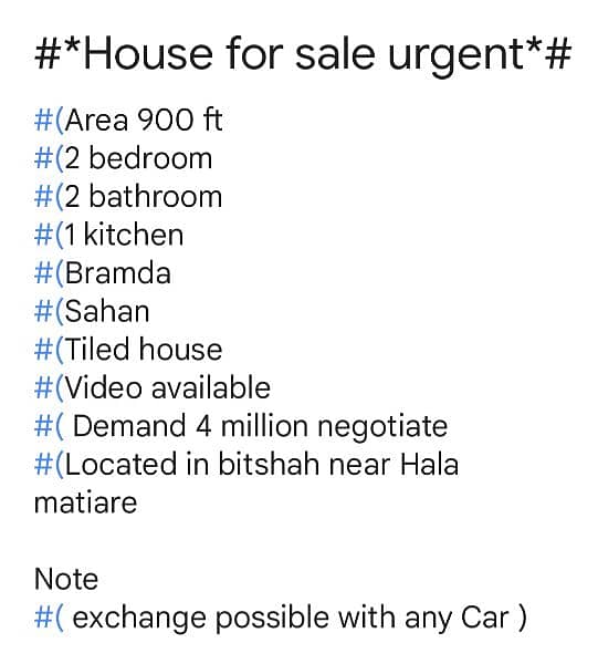 HOUSE FOR SALE URGENT 0