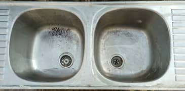 Sink double bowls with M. S stand