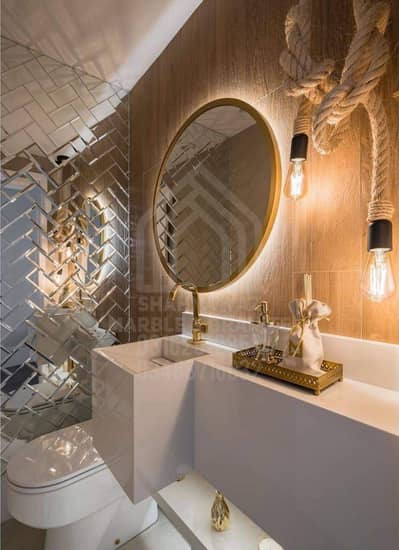 Granite and marble vanity for powderroom washroom