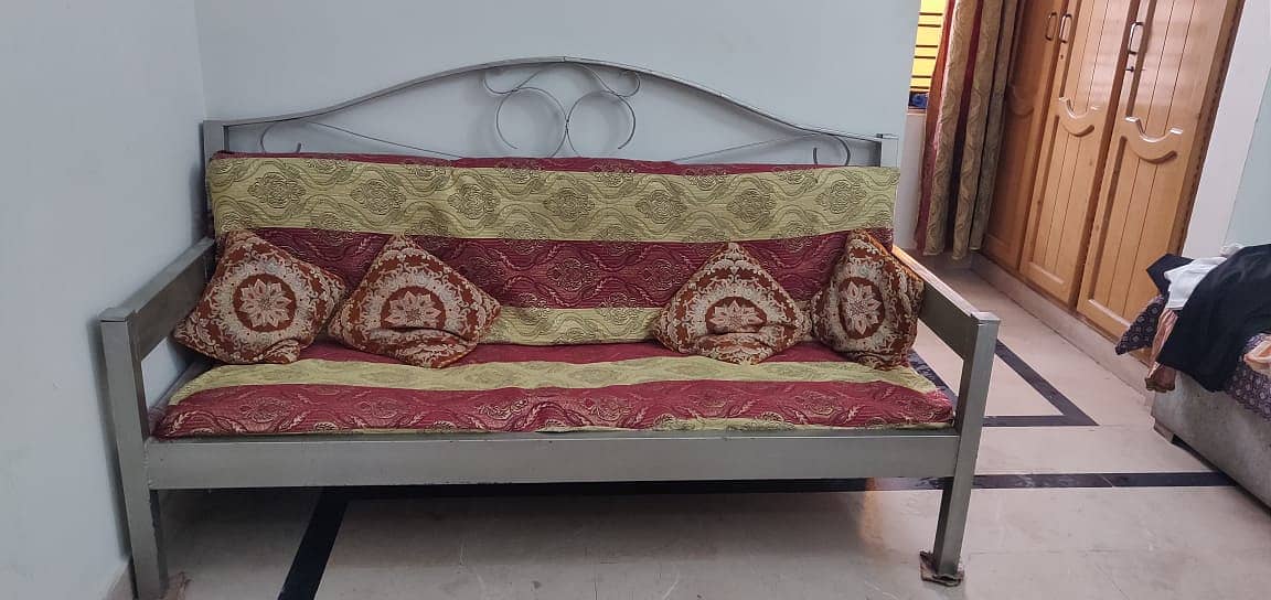 Iron Double Bed with 3 Seater Iron Sofa 2