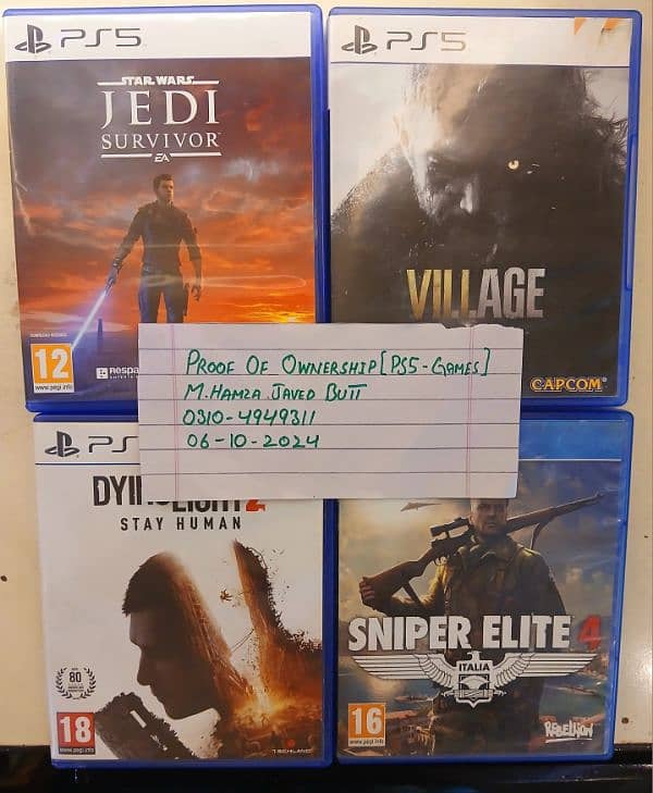 Ps5 Games [ Jedi Survivor, Dying Light 2, RE Village, Sniper Elite 4] 2