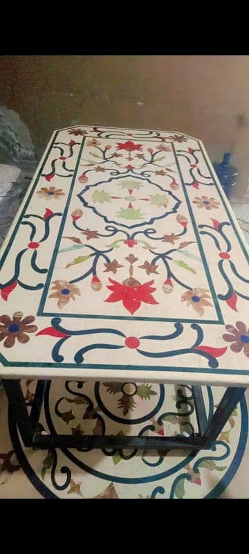 marble table with iron stand 1