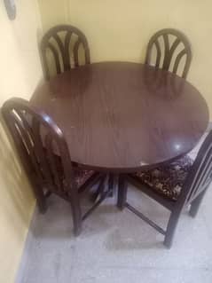 Wooden Round  Dining Table with 4 x chairs