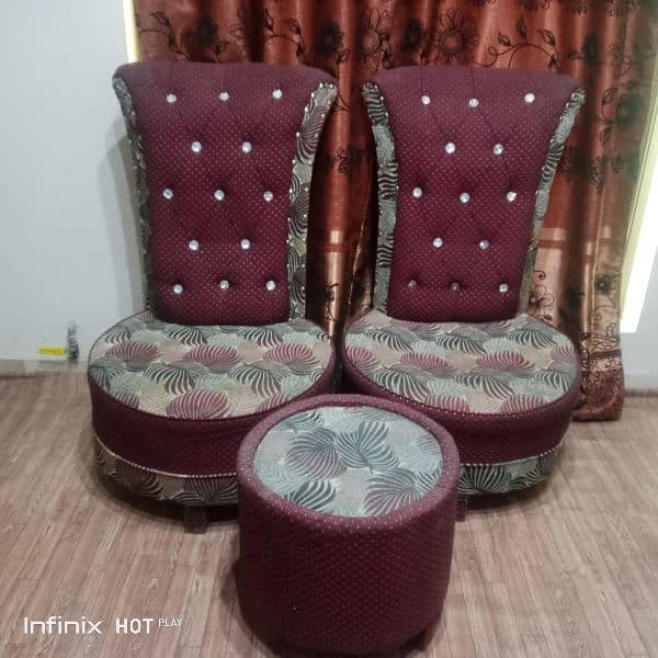 Coffee chair set with 2 seater dewan 1