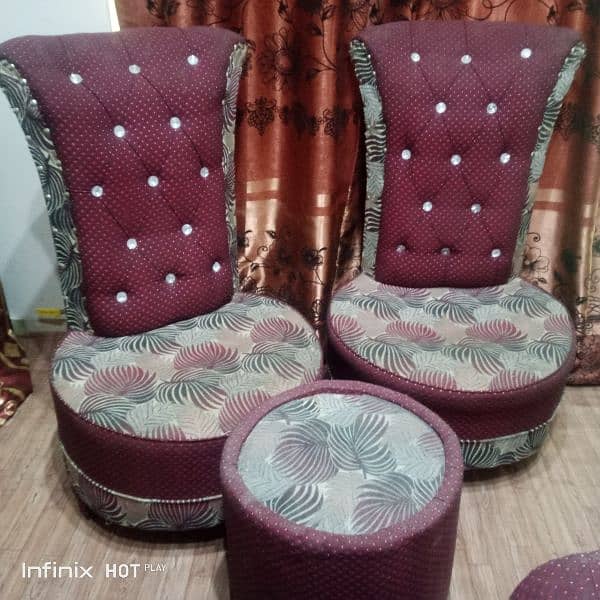 Coffee chair set with 2 seater dewan 6