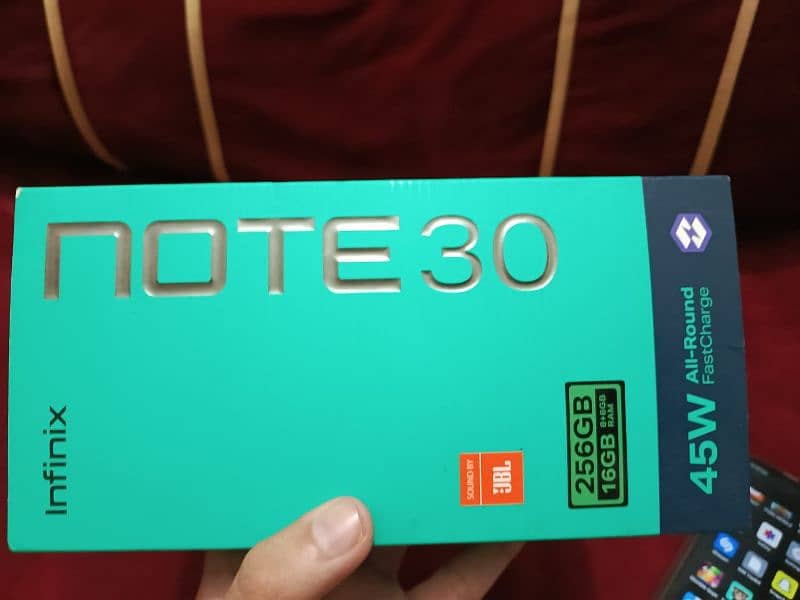 infinix note 30 orange 256/8 double PTA approved with complete box 5