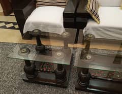 Wooden Glass Tables Set