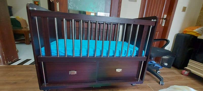 Large Baby Cot with Mattress 1