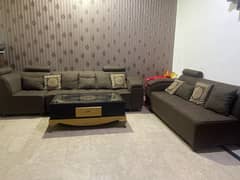 L shaped sofa set / dark brown