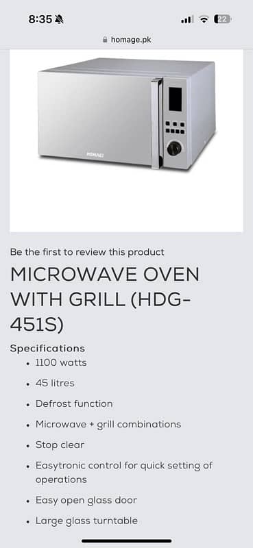 Homage Microwave Oven HDG-451S Box pack 1