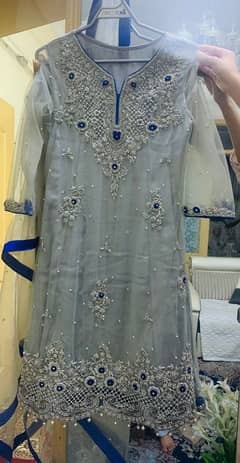 Net fancy frock with sharara