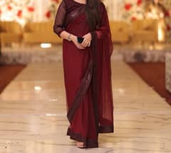 saree / party dress / maroon saree / bridal dress