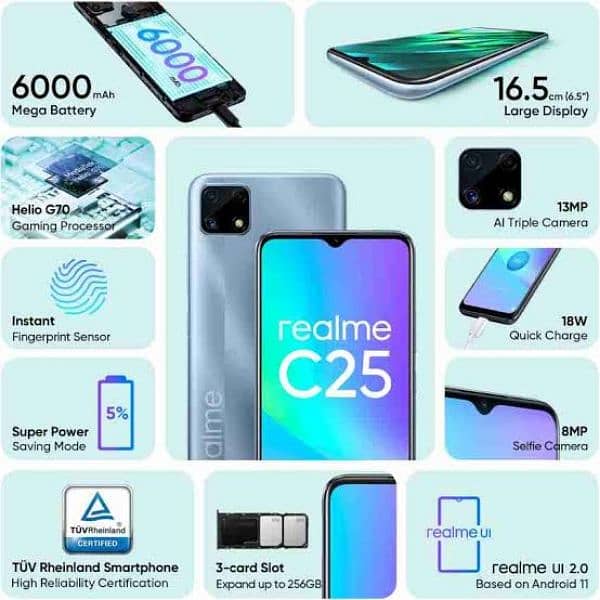 Realme C25 4 Gb Raam 128 Gb Room 6000 Mha Battery With Box 10