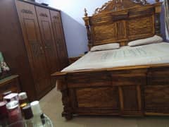 Chinyoti bedroom set pure wood (Bed, 3droor Almari+dressing) 0