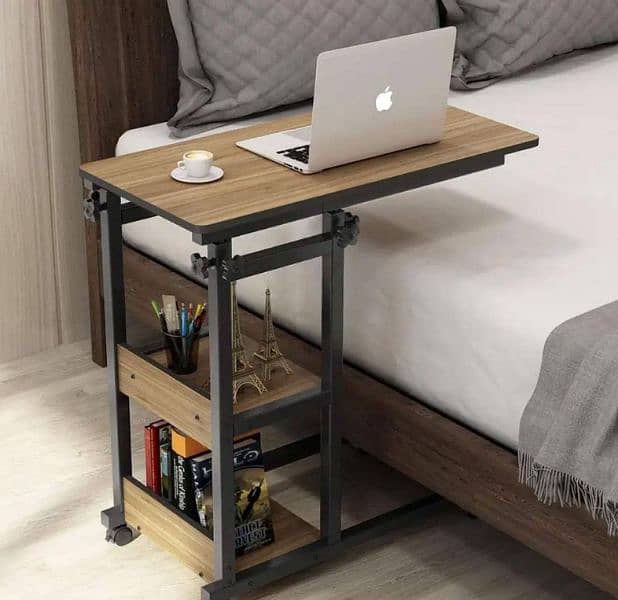 Wooden Adjustable Laptop Side Table for Sofa and Bed 0