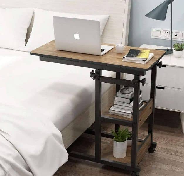 Wooden Adjustable Laptop Side Table for Sofa and Bed 2