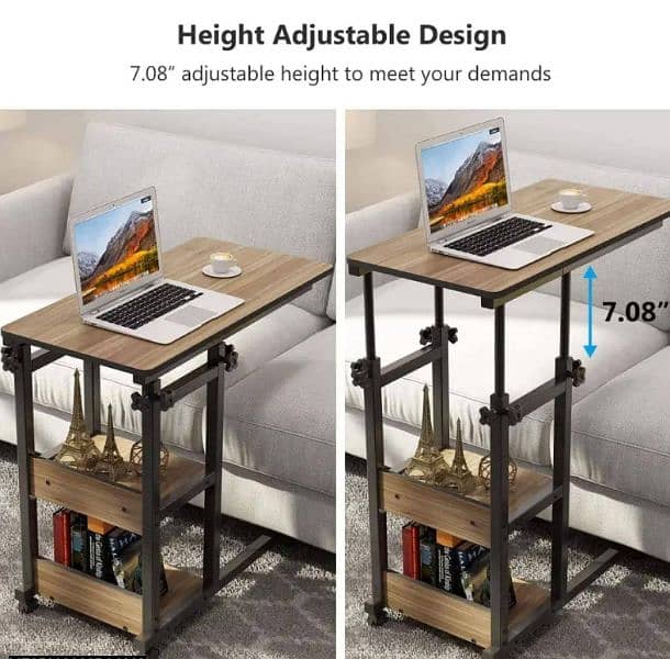 Wooden Adjustable Laptop Side Table for Sofa and Bed 3