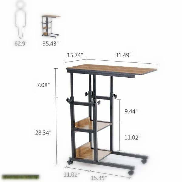 Wooden Adjustable Laptop Side Table for Sofa and Bed 4