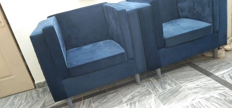 Welvet  2 Seater Sofa in Royal Blue Color 4