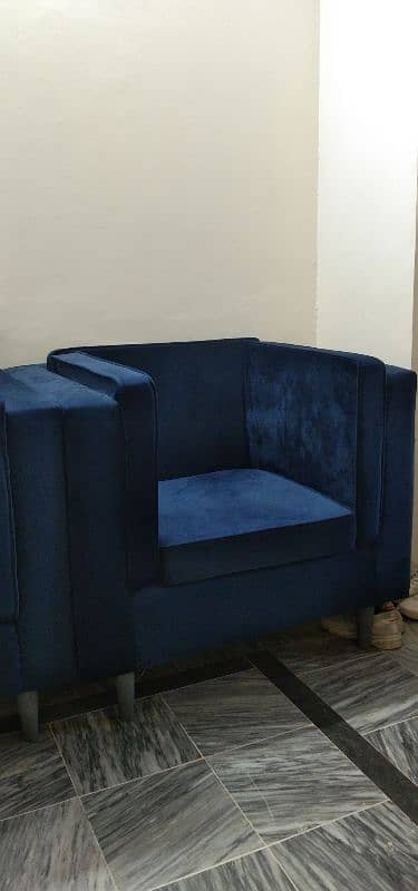 Welvet  2 Seater Sofa in Royal Blue Color 5