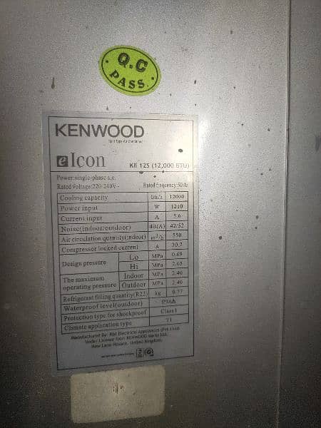 Kenwood 1 ton ac for sale 4 amp leta hy original gass no repair 1