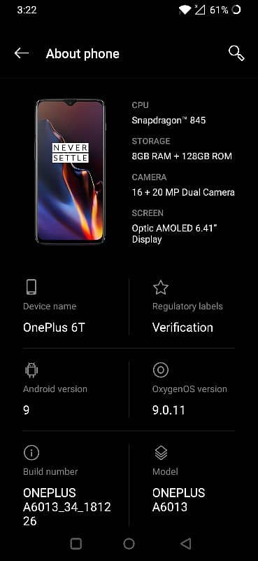 OnePlus 6t 8/128 10/9.5 condition urgent sell pta 6