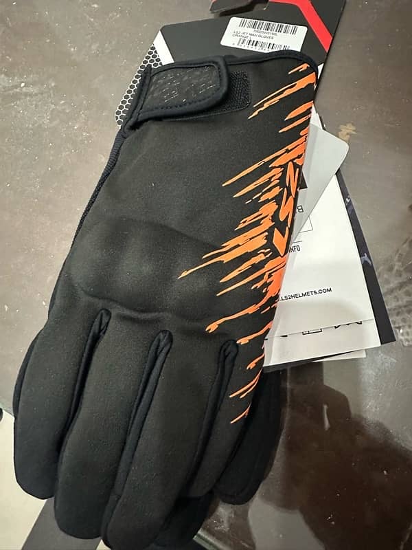 LS2 JET MAN GLOVES ORANGE (L) 4