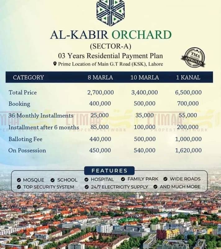 Book your 3 Marla Plot In Just Two Lakh On Easy Payment Plan In Al Kabir Orchard Oasis Block Lahore 3