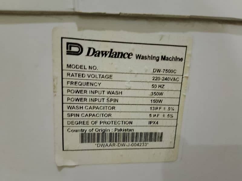 urgent sell Dawlance machine with attached spinner 3