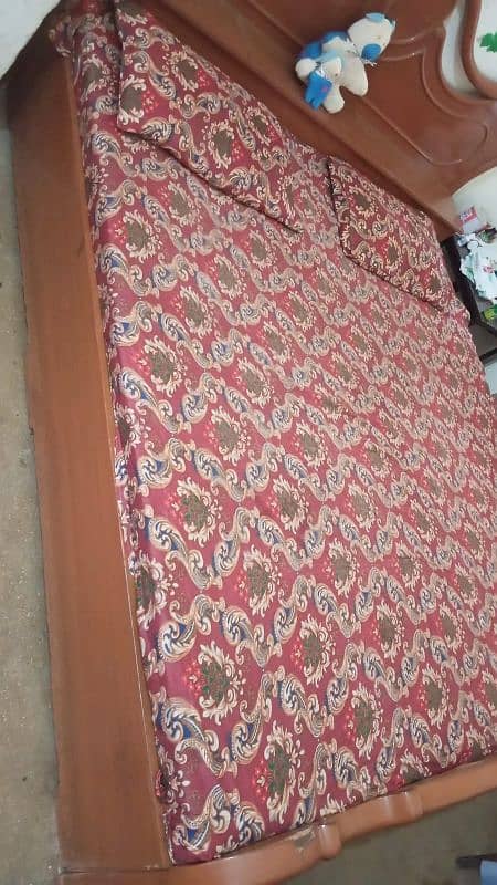 King size wooden bed with mattress 0