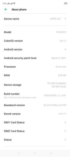 oppo a31 ram6 room 128 patch exchange possible 0