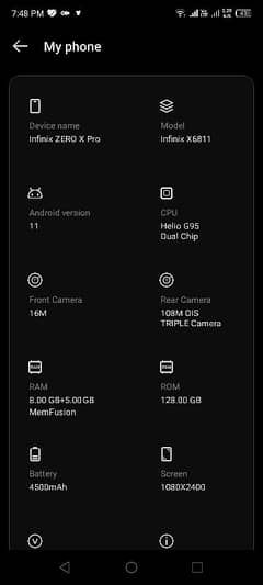 infanix zero x pro mobile ok ha 128gb ram 13 gm