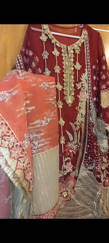 Wedding Guest Mahroon Suit Maryum Hussain 6