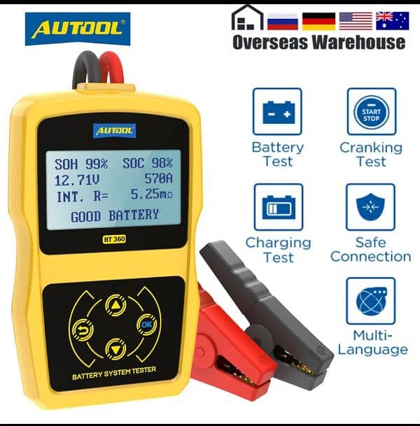 FOXWELL BT100 Pro 12V Car Battery Tester For Flooded AGM GEL 10 9