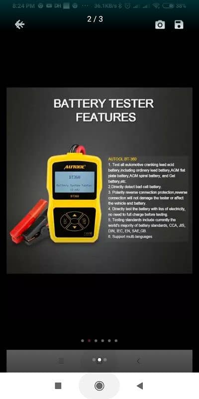 FOXWELL BT100 Pro 12V Car Battery Tester For Flooded AGM GEL 10 12