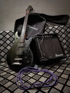 Black Professional Guitar with Ibanez Amplifier 0