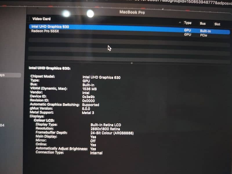 Macbook pro 2019 15 inch, 256 ssd 16 gb ram 8