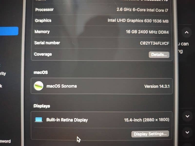 Macbook pro 2019 15 inch, 256 ssd 16 gb ram 11