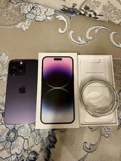 iPhone 14 Pro Max 256gb PTA approved Purple with box and cable