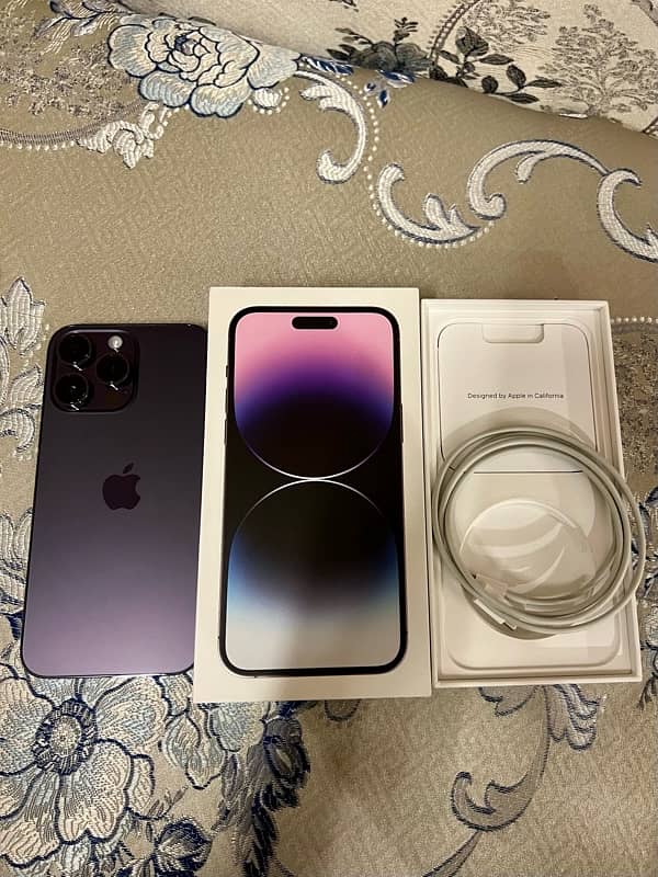 iPhone 14 Pro Max 256gb PTA approved Purple with box and cable 0