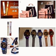 3 in 1 pack of women's hand bag, watch, Perfume