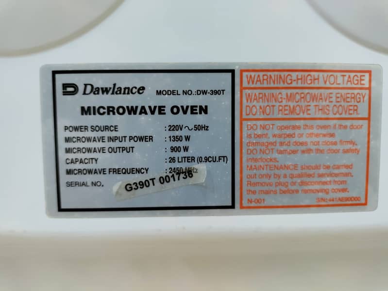 Microwave oven dawlance unused 10/10 2