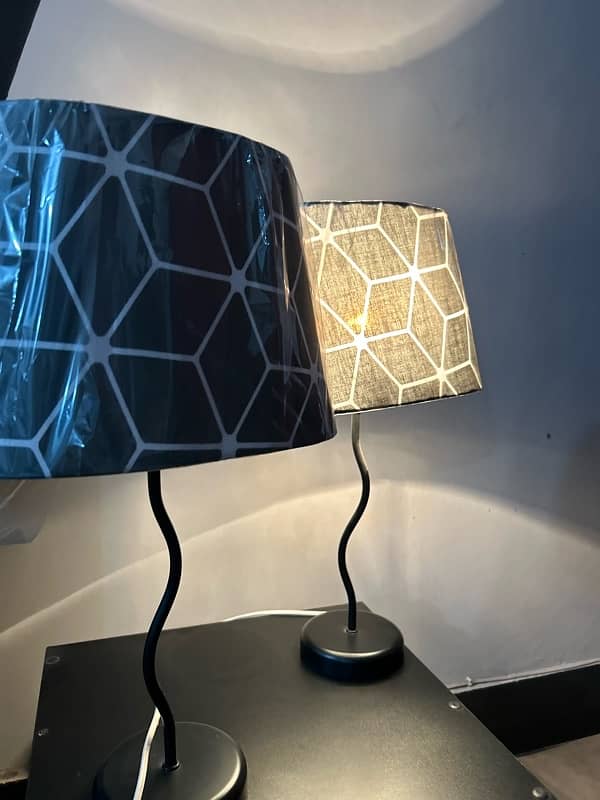 pair of New lamps black and white with golden bulbs 3