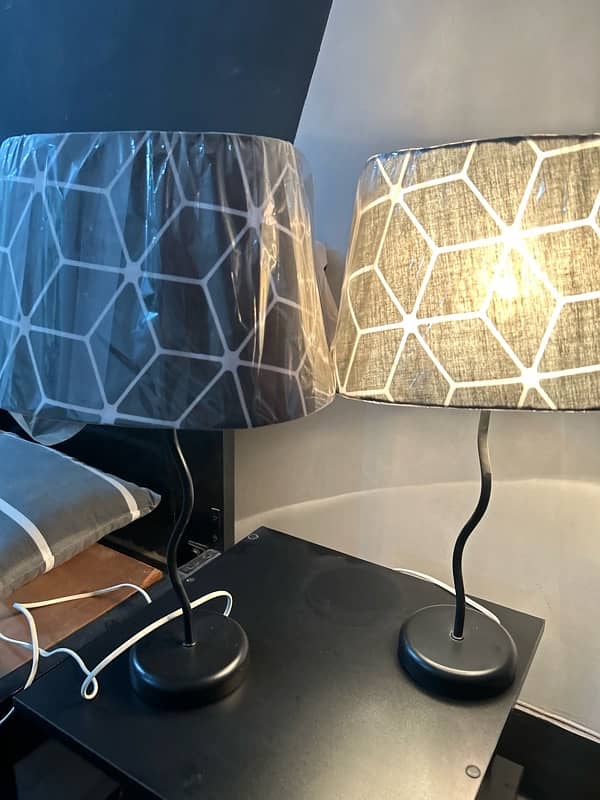 pair of New lamps black and white with golden bulbs 4