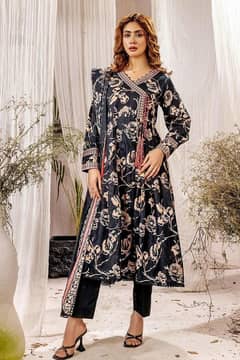 3 Pcs Digital Printed Doria Lawn Unstitched Suit